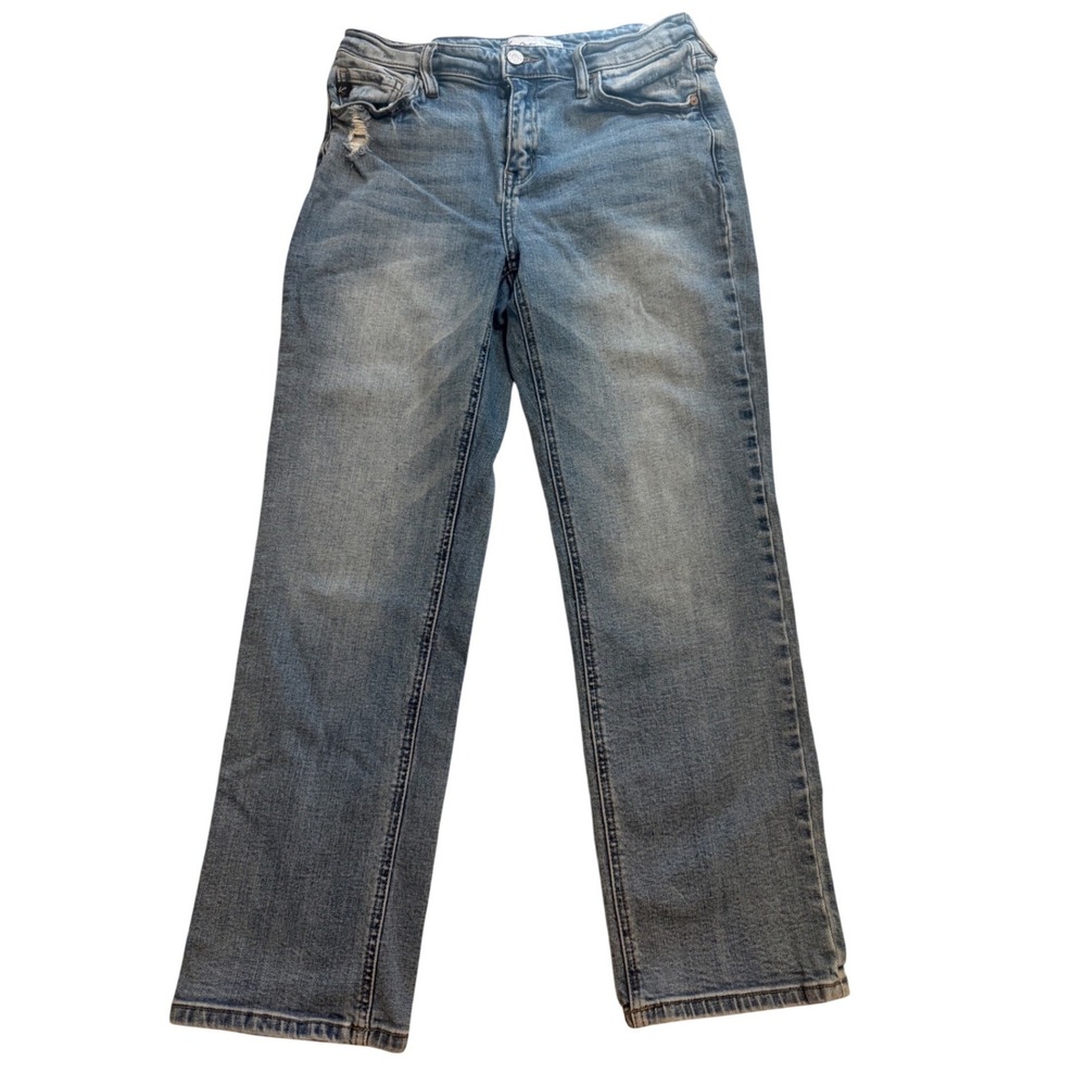 KanCan Straight Leg Jeans Womens 29 Blue Excellent Distressed Pockets 213428